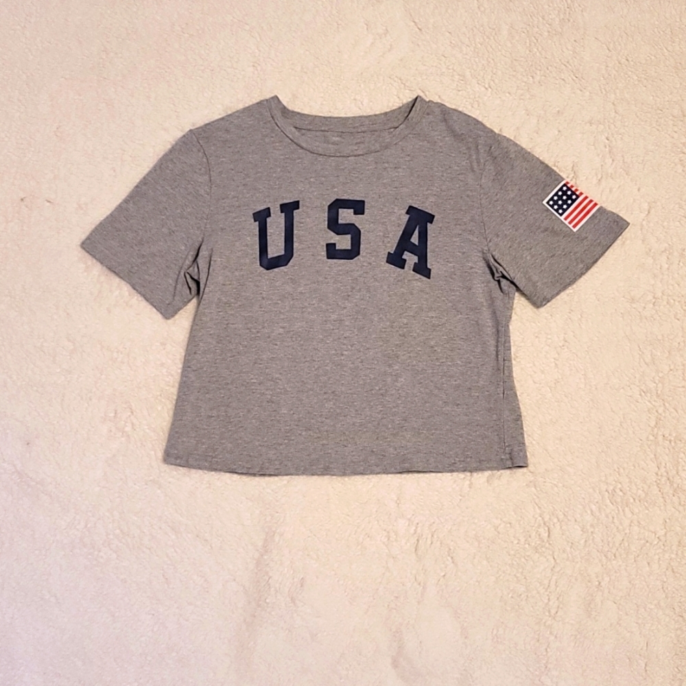 USA patriot flag crop top shirt with American  flag